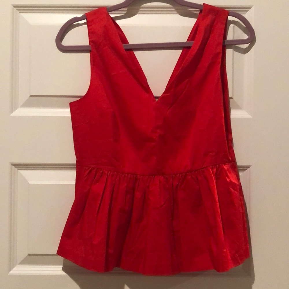 Red peplum j crew shirt